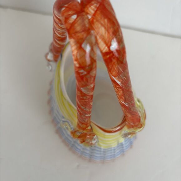 Natalie Handbag Block Crystal Purse Vase Hand Cut Mouth Blown Striped Glass 8" - Picture 8 of 9